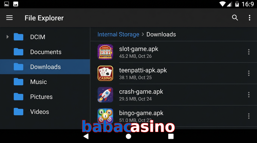 Main screen of Babacasino gameapk page for PK players