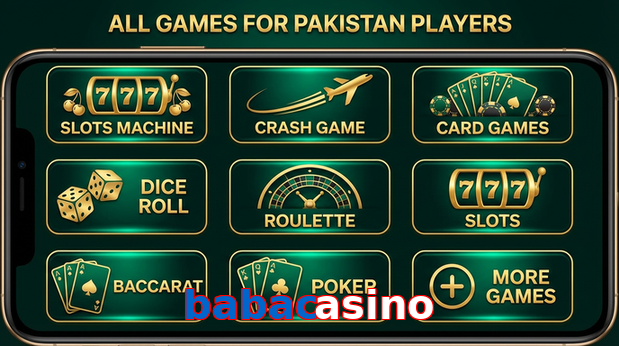 Main screen of Babacasino games page for PK players