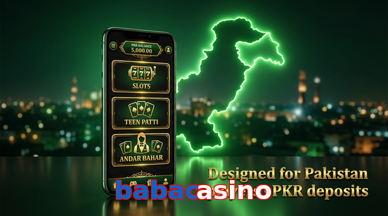 Main screen of Babacasino pk page for PK players